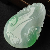 糯冰种飄绿花缅甸翡翠A货如意寿挂件