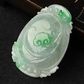 糯冰种飘翠缅甸翡翠A货如意牌挂件