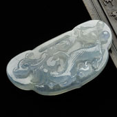 冰种晴水缅甸翡翠A货龙如意挂件