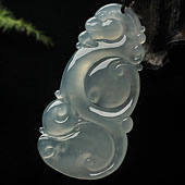 冰种晴水缅甸翡翠A货龙行如意挂件