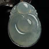 冰种晴水缅甸翡翠A货双龙如意挂件