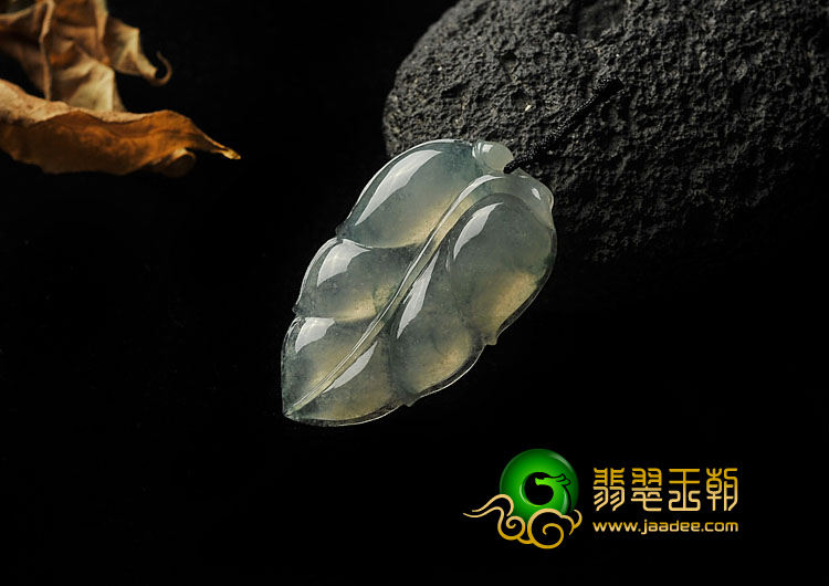 冰种飘花缅甸翡翠A货叶子挂件