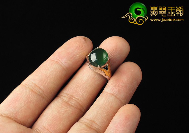 冰种菠菜绿缅甸翡翠A货戒面