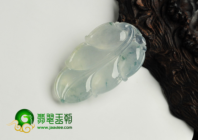 冰种飘花缅甸翡翠A货叶子挂件