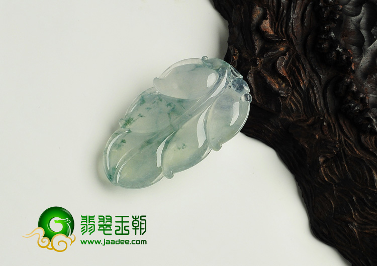 冰种飘花缅甸翡翠A货叶子挂件