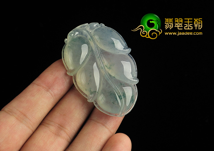 冰种飘花缅甸翡翠A货叶子挂件