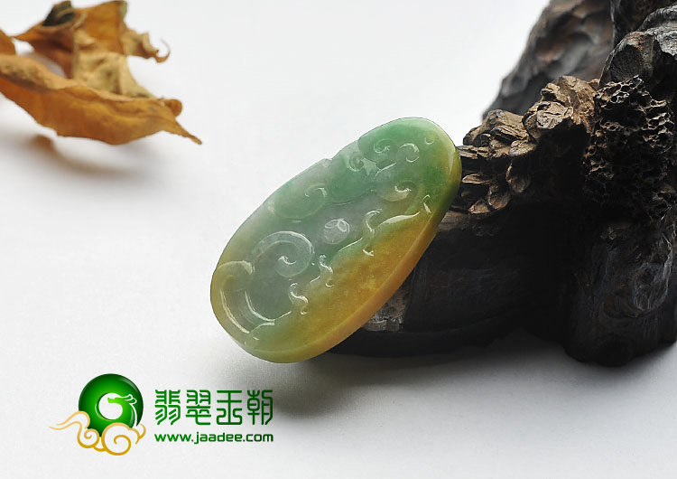 糯冰种黄加绿缅甸翡翠A货貔貅挂件