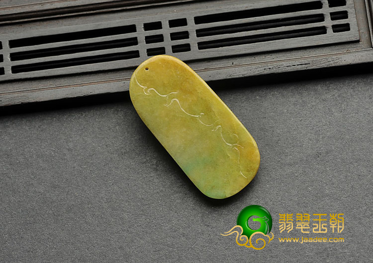 糯冰种褐黄飘花缅甸翡翠A货貔貅挂件