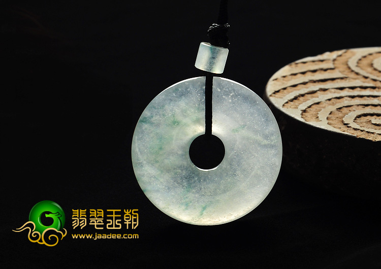 冰种飘花缅甸翡翠A货平安扣挂件