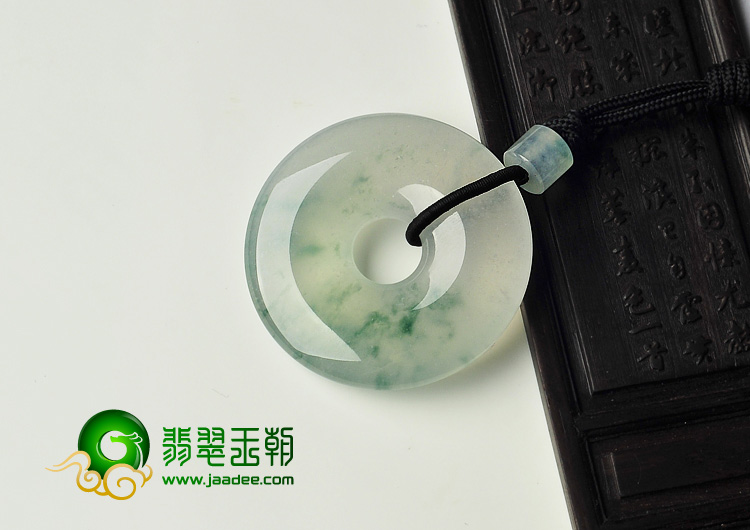 冰种飘花缅甸翡翠A货平安扣挂件