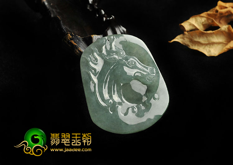 冰种晴水缅甸翡翠A货马牌挂件