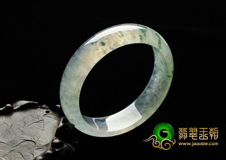 冰种飘花缅甸翡翠A货手镯（57.7mm）