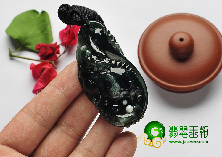 冰种油青缅甸翡翠A货龙行如意挂件