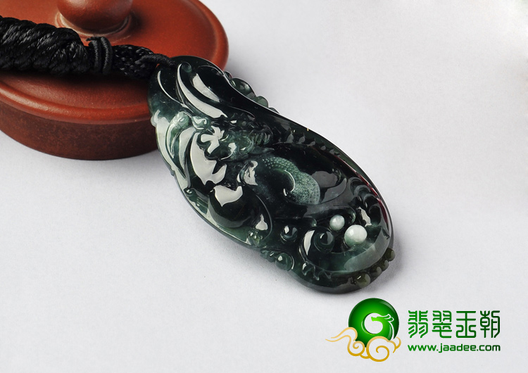 冰种油青缅甸翡翠A货龙行如意挂件