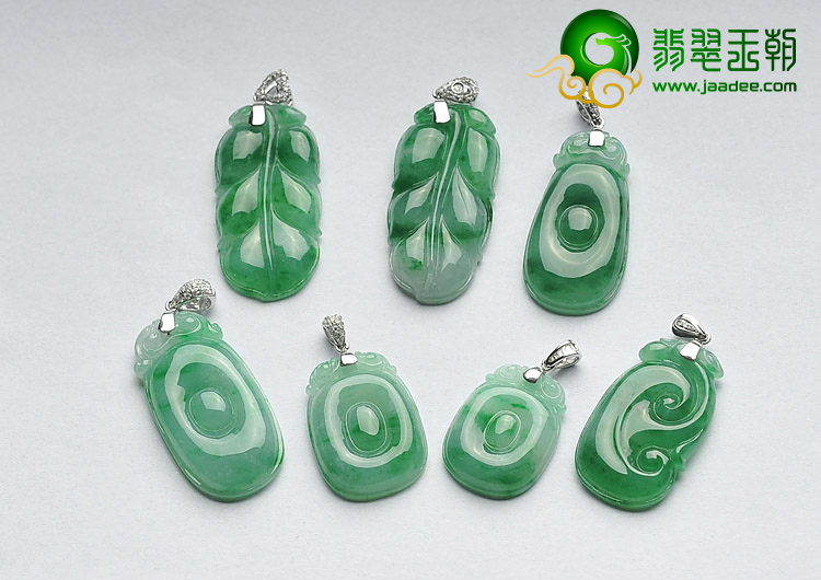 冰种翠色缅甸翡翠A货叶子/福在眼前/如意挂件（一批走）