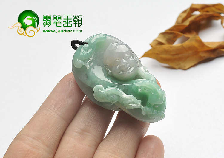 糯冰种绿晴水缅甸翡翠A货望子成龙挂件