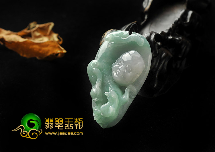 糯冰种绿晴水缅甸翡翠A货望子成龙挂件