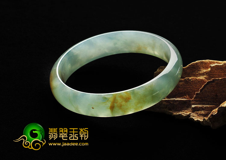 冰种晴水黄翡缅甸翡翠A货手镯(56.7mm）