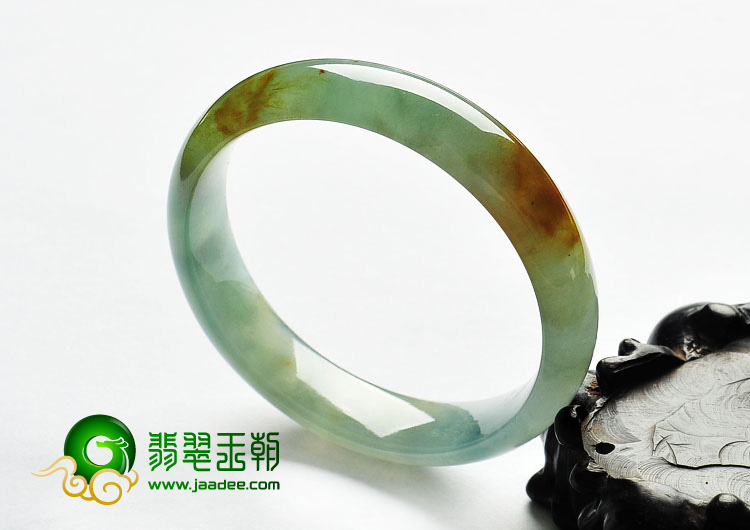 冰种晴水黄翡缅甸翡翠A货手镯(56.7mm）