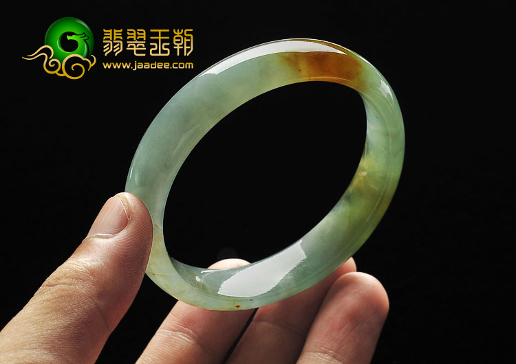 冰种晴水黄翡缅甸翡翠A货手镯(56.7mm）
