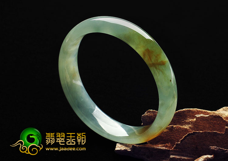冰种晴水黄翡缅甸翡翠A货手镯(56.7mm）