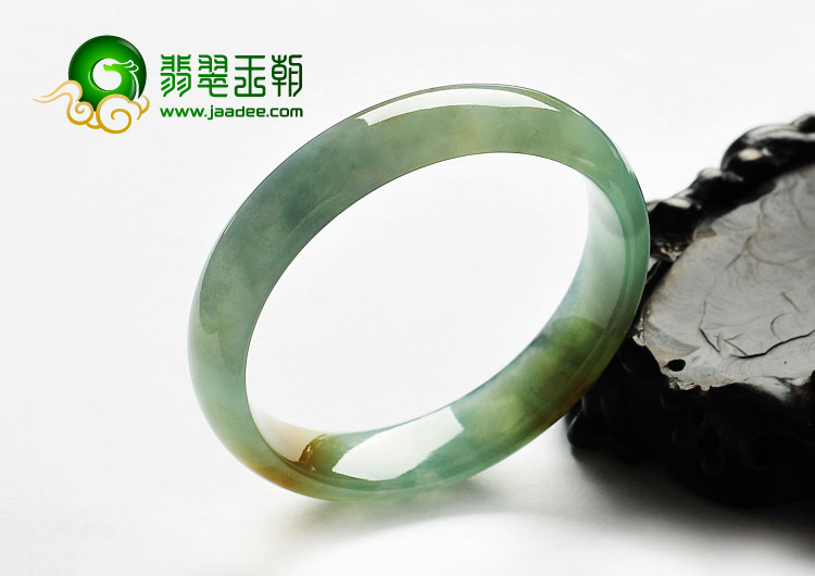 冰种晴水黄翡缅甸翡翠A货手镯(56.7mm）