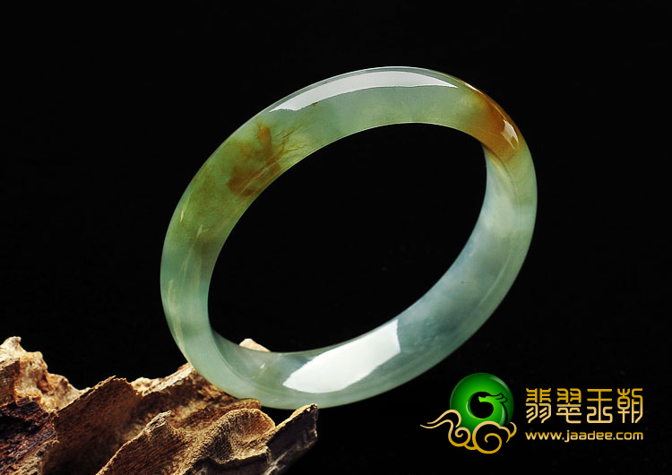 冰种晴水黄翡缅甸翡翠A货手镯(56.7mm）