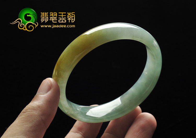 冰种晴水黄翡缅甸翡翠A货手镯（58.5mm）