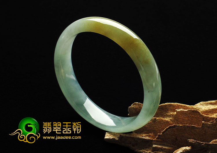 冰种晴水黄翡缅甸翡翠A货手镯（58.5mm）