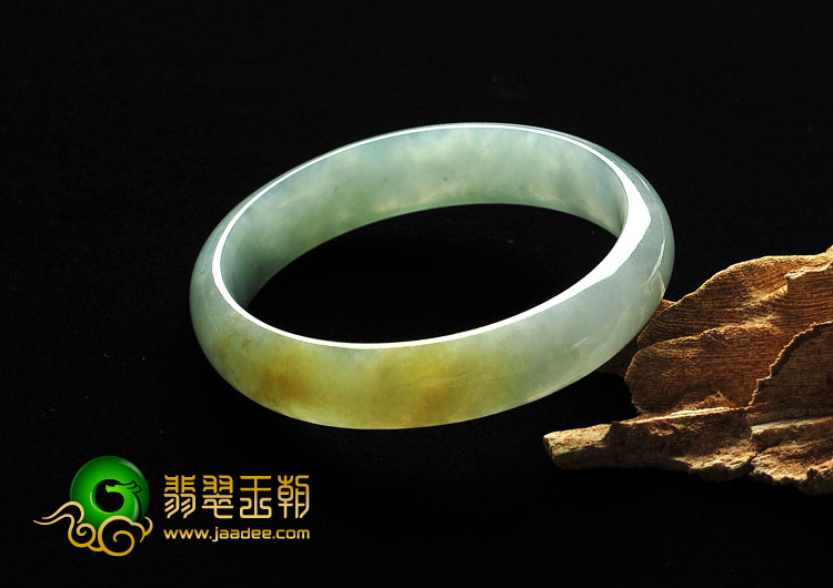 冰种晴水黄翡缅甸翡翠A货手镯（58.5mm）