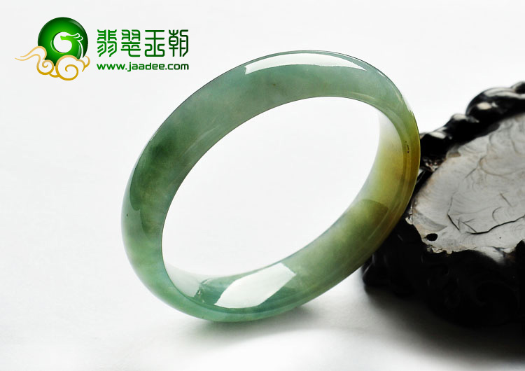 冰种晴水黄翡缅甸翡翠A货手镯（58.5mm）