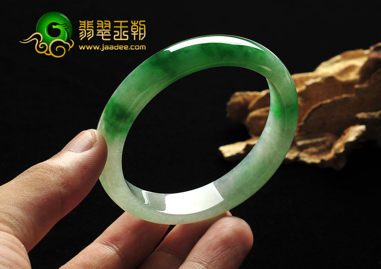 冰种阳绿略带黄翡缅甸翡翠A货手镯（56.6mm）