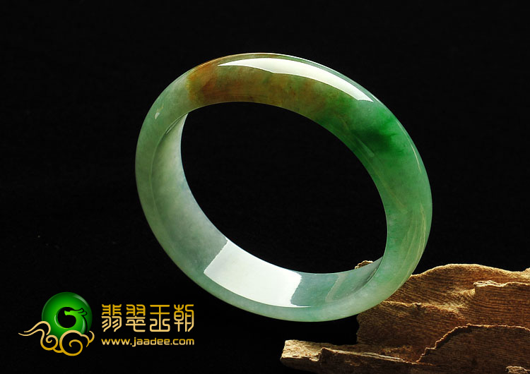 冰种黄加绿缅甸翡翠A货贵妃镯（56.8mm-51.1mm）
