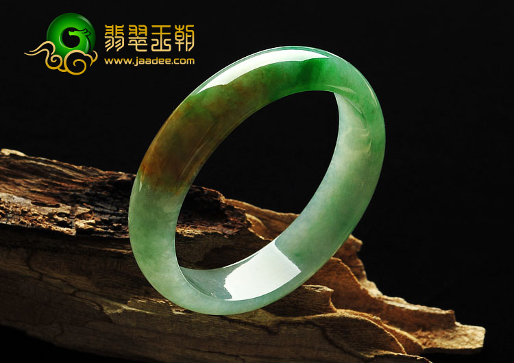 冰种黄加绿缅甸翡翠A货贵妃镯（56.8mm-51.1mm）