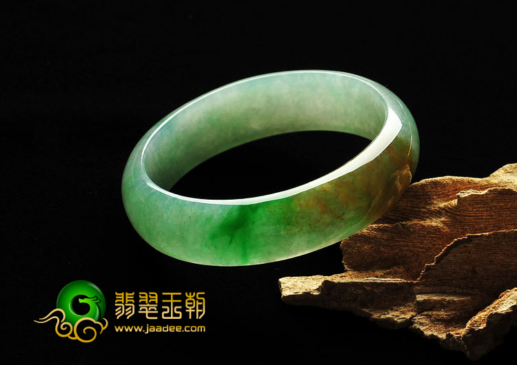 冰种黄加绿缅甸翡翠A货贵妃镯（56.8mm-51.1mm）