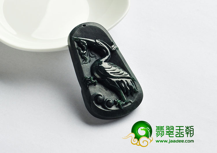 糯冰种墨翠缅甸翡翠A货一路连科挂件