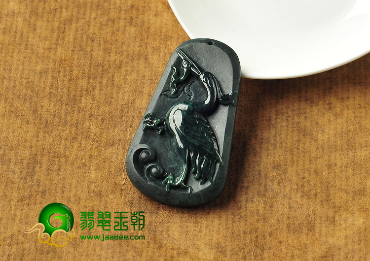 糯冰种墨翠缅甸翡翠A货一路连科挂件