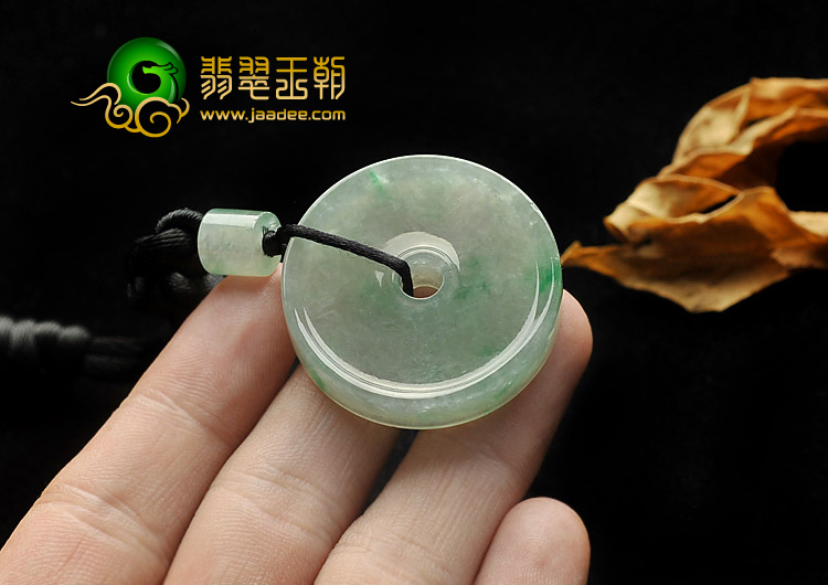冰种飘翠缅甸翡翠A货平安扣挂件