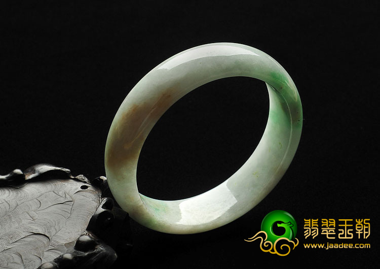 糯冰种黄加绿缅甸翡翠A货手镯（56.7mm）