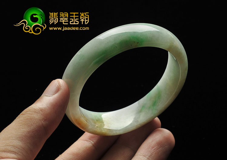 糯冰种黄加绿缅甸翡翠A货手镯（56.7mm）