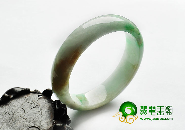 糯冰种黄加绿缅甸翡翠A货手镯（56.7mm）