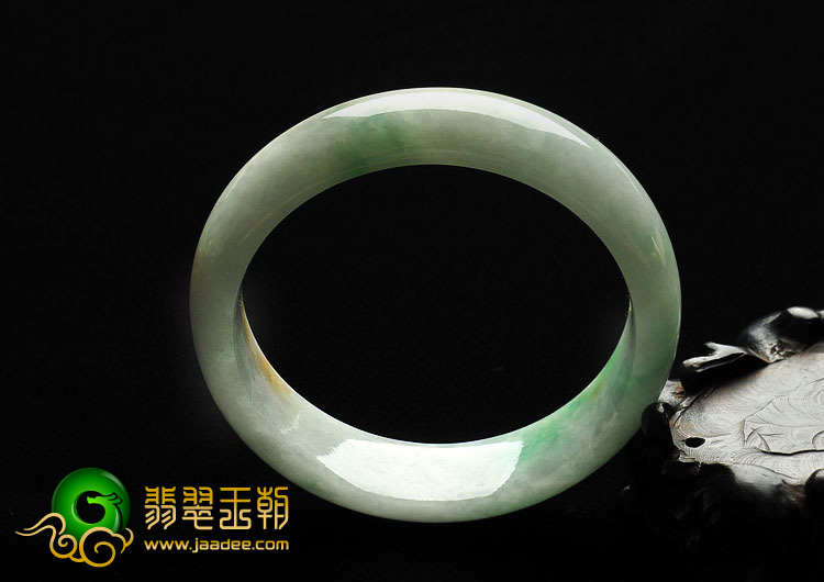 糯冰种黄加绿缅甸翡翠A货手镯（56.7mm）