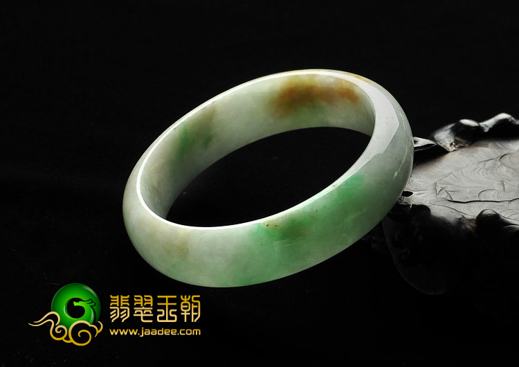 糯冰种黄加绿缅甸翡翠A货手镯（56.7mm）