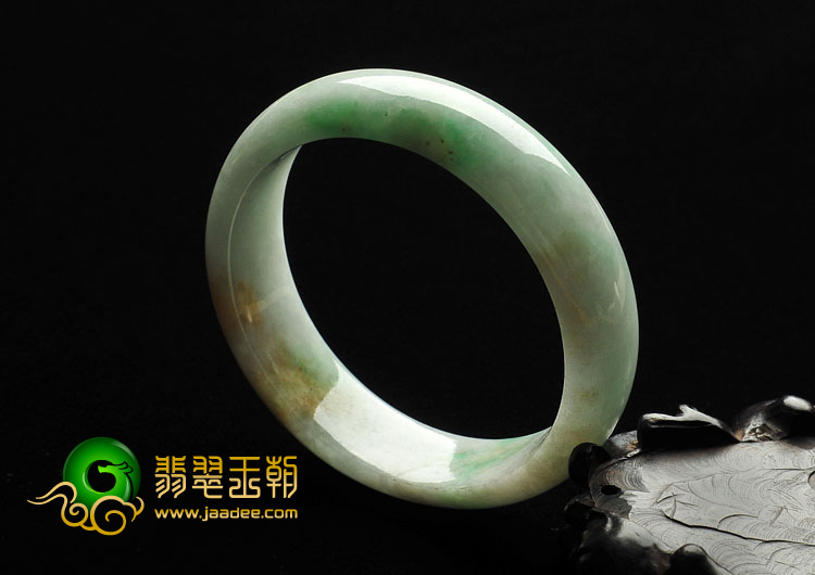 糯冰种黄加绿缅甸翡翠A货手镯（56.7mm）