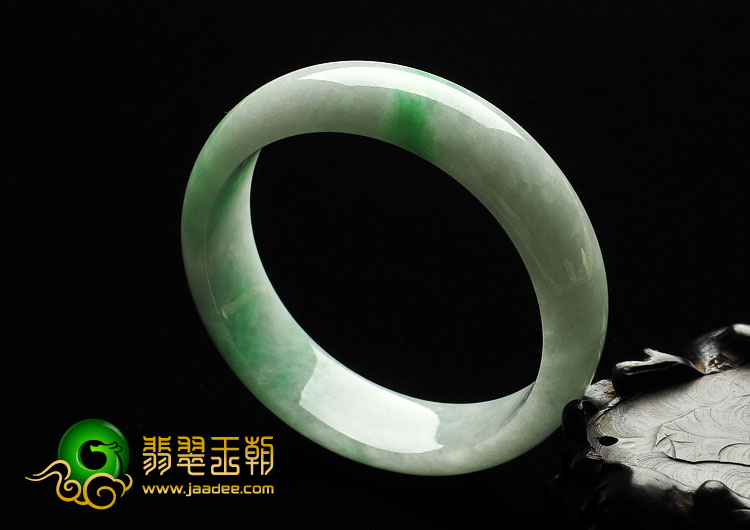 糯冰种飘翠缅甸翡翠A货手镯（56.7mm）