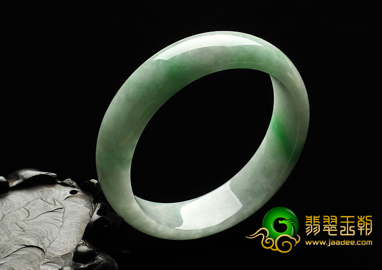 糯冰种飘翠缅甸翡翠A货手镯（56.7mm）
