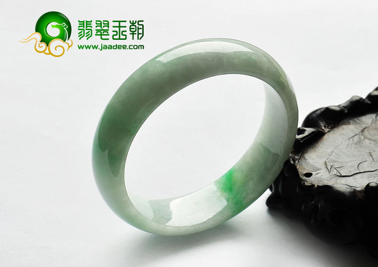 糯冰种飘翠缅甸翡翠A货手镯（56.7mm）