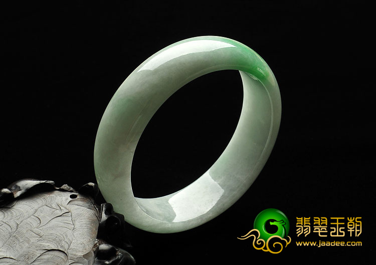 糯冰种飘翠缅甸翡翠A货手镯（56.5mm）