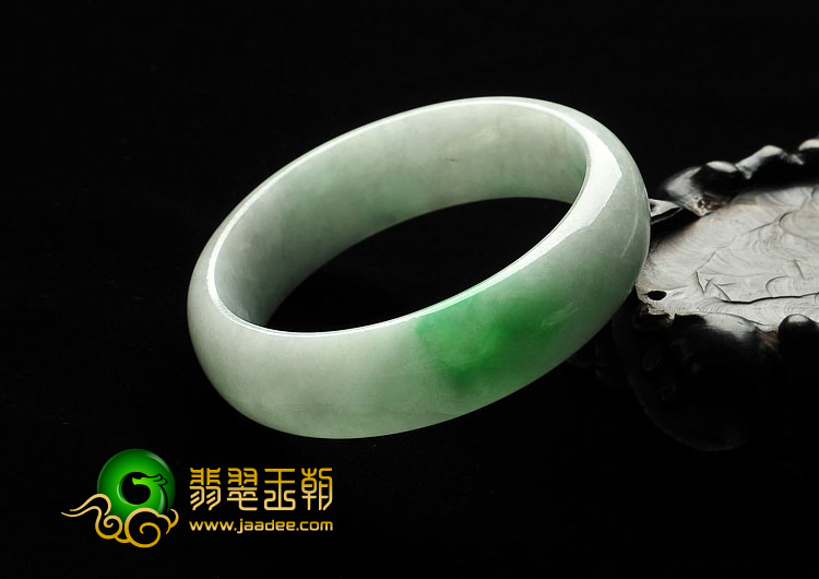 糯冰种飘翠缅甸翡翠A货手镯（56.5mm）