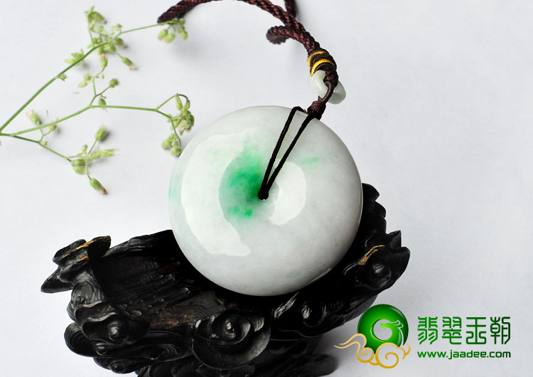 糯冰种飘翠缅甸翡翠A货平安扣挂件